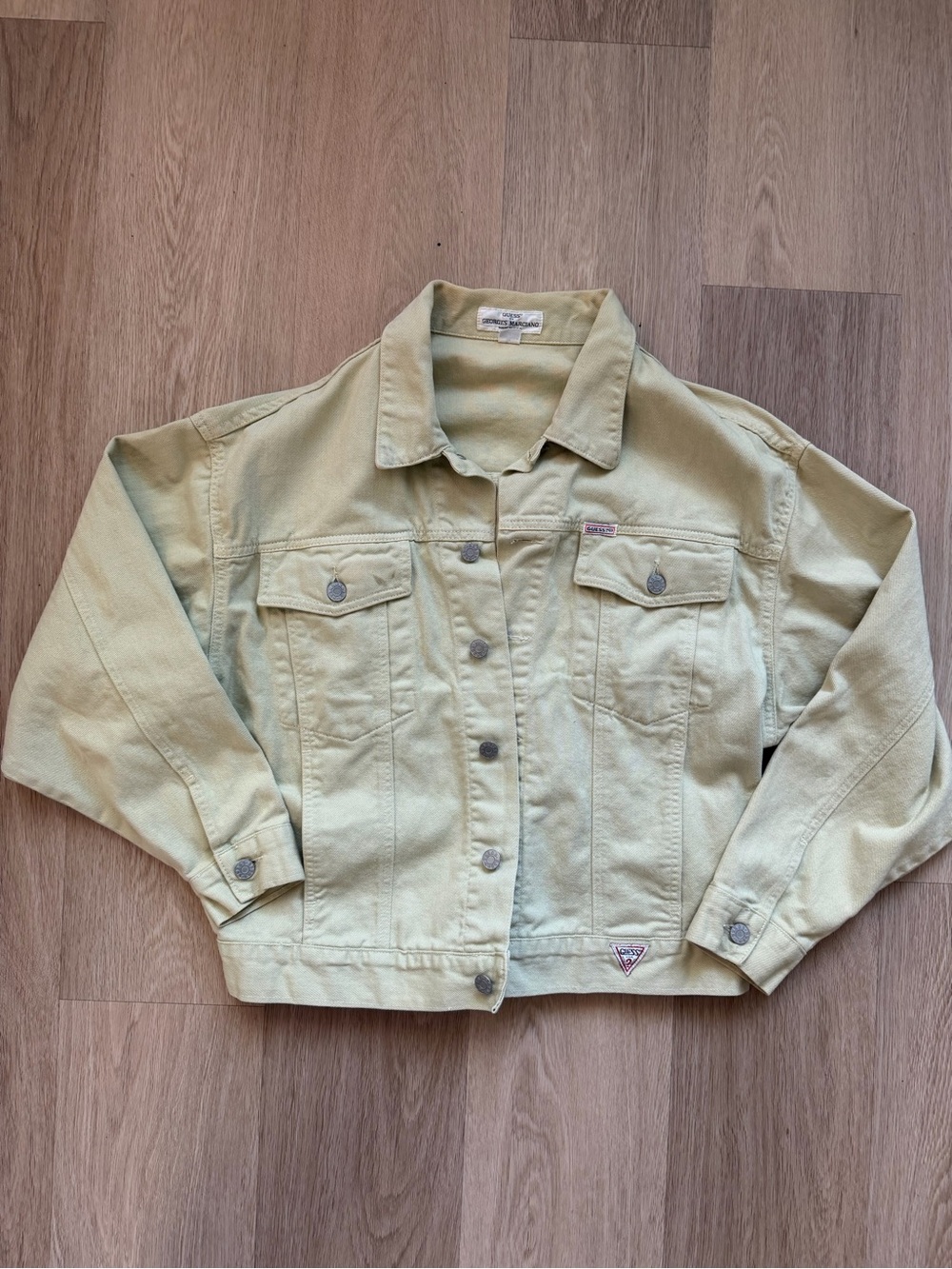 Vintage Guess by Georges Marciano 80’s/90’s Sage Green Denim Jacket. Made in USA